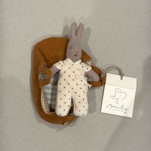 Maileg Micro Rabbit in Polka Dot Outfit in Micro Carrycot (Please Read)